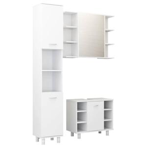 The Living Store Badkamerset - Hoge kast - wastafelkast en spiegelkast - Wit - Afmetingen- 80 x 20.5 x 64 cm (B x D x