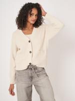 Katoenen cardigan met verschillende gebreide texturen Katoenen cardigan met verschillende gebreide texturen