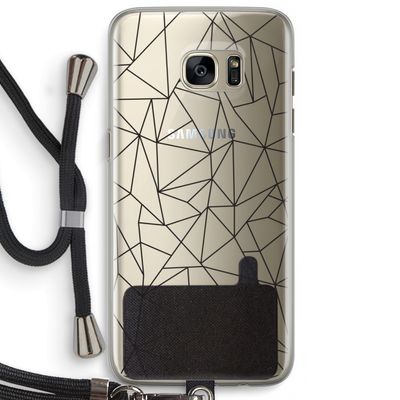 Geometrische lijnen zwart: Samsung Galaxy S7 Edge Transparant Hoesje met koord