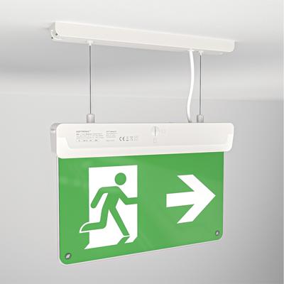 HOFTRONIC™ Tumu - LED Noodverlichting met Accu - 2,2 Watt 20 Lumen - Autotest-functie & Testknop - Incl. Kabel-ophangsysteem - 6500K Daglicht Wit Licht - Nooduitgang Bord - Incl. Vluchtwegstickers