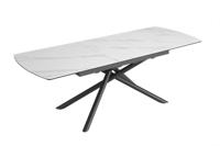 Eettafel MIKADO 180-230cm uitschuifbaar keramisch wit marmeren blad - 46495