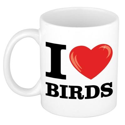 I Love Birds koffiemok - drink beker - 300 ml - cadeau - voor vogels liefhebber
