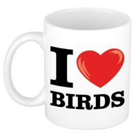 I Love Birds koffiemok - drink beker - 300 ml - cadeau - voor vogels liefhebber