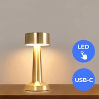 Tafellamp Goud - 3 Kleurenstanden - Touch lamp - Nachtlamp - Draadloos - USB-C - Dimbaar - Emilie Tafellamp Goud - 3 Kleurenstanden - Touch lamp - Nachtlamp - Draadloos - USB-C - Dimbaar - Emilie