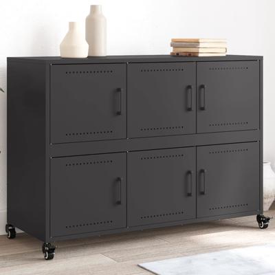 Dressoir 100,5x39x72 cm staal zwart