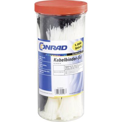 Conrad Components 545016 28530c209 Kabelbinder 200 mm 2.50 mm Zwart, Natuur 1000 stuk(s)