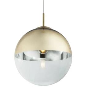 Hanglamp glas rond &apos;Varus&apos; glimmend goud e27 fitting doorzichtig glas 300mm