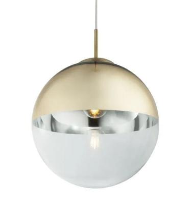 Hanglamp glas rond &apos;Varus&apos; glimmend goud e27 fitting doorzichtig glas 300mm