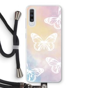 White butterfly: Samsung Galaxy A70 Transparant Hoesje met koord