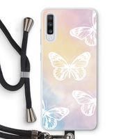 White butterfly: Samsung Galaxy A70 Transparant Hoesje met koord
