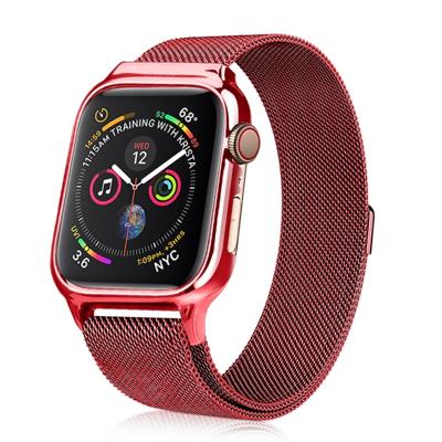 Milanese lus magnetische roestvrijstalen horlogeband met frame voor Apple Watch Series 4 44mm