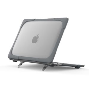 Lunso MacBook Pro 13 inch M2/M3 (2020-2022) Armor cover hoes met pootjes - Grijs