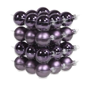 36x Paarse glazen kerstballen 4 cm mat/glans