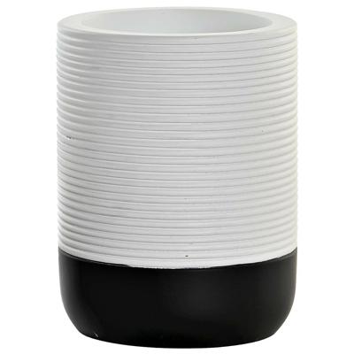 Tandenborstelhouder / drinkbeker - polyresin - wit/zwart - 8 x 10 cm