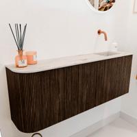 Toiletmeubel Mondiaz Joya Dlux | 111.6 cm | Meubelkleur Walnut | Faye wastafel Nata Wasbak Rechts | Zonder kraangat(en)