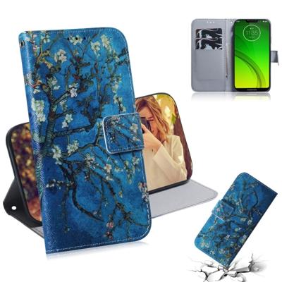 Abrikoos bloem patroon gekleurde tekening horizontale Flip lederen case voor Motorola Moto G7 Power met houder & kaartsleuven & portemonnee
