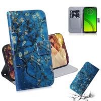 Abrikoos bloem patroon gekleurde tekening horizontale Flip lederen case voor Motorola Moto G7 Power met houder & kaartsleuven & portemonnee