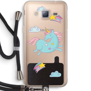Vliegende eenhoorn: Samsung Galaxy J3 (2016) Transparant Hoesje met koord