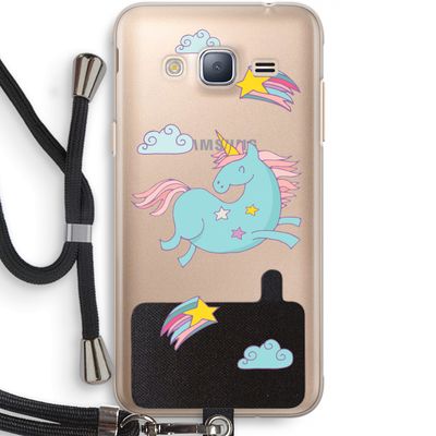 Vliegende eenhoorn: Samsung Galaxy J3 (2016) Transparant Hoesje met koord