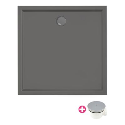 Douchevloer Xenz Mariana Plus | 100x100 cm | Incl.Afvoersifon-Chroom | Acryl | Vierkant | Antraciet
