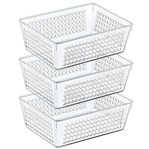 Organizer/opbergmandje - 3x - kunststof - transparant - 1.2L - 18 x 13 x 6 cm