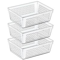 Organizer/opbergmandje - 3x - kunststof - transparant - 1.2L - 18 x 13 x 6 cm