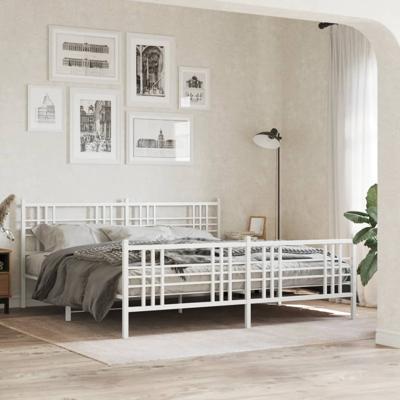 Bedframe met hoofd- en voeteneinde metaal wit 200x200 cm