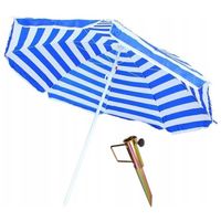 Blauw/wit gestreepte strand/camping parasol 165 cm met grondpen/haring   - - thumbnail