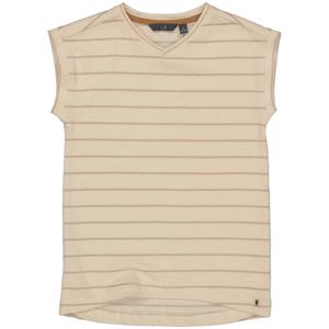 LEVV Meisjes t-shirt - Delphi - AOP Creme streep