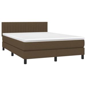 vidaXL Boxspring met matras stof donkerbruin 140x200 cm