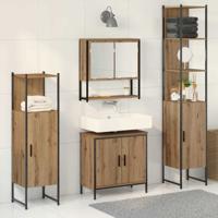 4-delige Badkamermeubelset Artisan Eiken Gebogen Hout