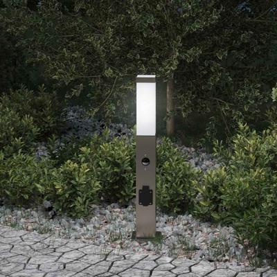 Bolderverlichting met sensor en stopcontact 50 cm roestvrij staal IP44