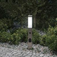 Bolderverlichting met sensor en stopcontact 50 cm roestvrij staal IP44