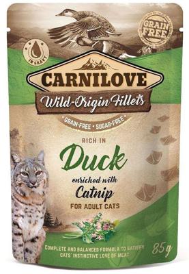CARNILOVE CAT POUCH Nat kattenvoer Eend, Kattenkruid 85 g