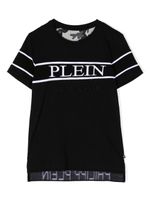 Philipp Plein Junior t-shirt en coton à logo brodé - Noir