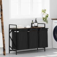 Wasmand 3 vakken met plank gerookt eikenkleurig
