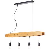 Brilliant Hanglamp Baker zwart met hout 99546/76