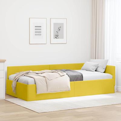 Hoekbedframe Anders Geel 80 x 200 cm Fluweel en Engineered hout