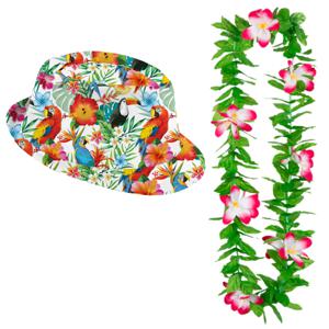 Carnaval verkleed set - Tropische Hawaii party - hoed met bloemenslinger - volwassenen