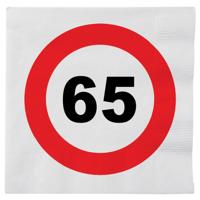 Verjaardagsfeest servetten 65 jaar - 16x stuks - 33 x 33 cm - thema leeftijd stopbord