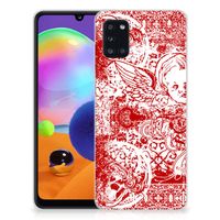 Silicone Back Case Samsung Galaxy A31 Angel Skull Rood - thumbnail