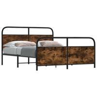 Bedframe zonder matras metaal gerookt eikenkleurig 183x213 cm