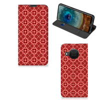 Nokia X20 | X10 Hoesje met Magneet Batik Rood - thumbnail