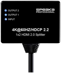 SpeaKa Professional SP-9443508 1 + 2 poorten HDMI-splitter Zwart