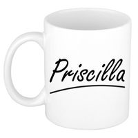 Priscilla voornaam kado beker / mok sierlijke letters - gepersonaliseerde mok met naam - Naam mokken - thumbnail