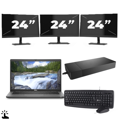 Dell Latitude 7330 - Intel Core i5-12e Generatie - 13 inch - Touch - 16GB RAM - 256GB SSD - Windows 11 Home + 3x 24 inch Monitor