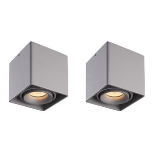 HOFTRONIC™ 2x Dimbare LED opbouw plafondspot Esto Grijs incl. GU10 spot 5W 2700K IP20 kantelbaar