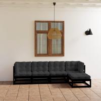 5-delige Loungeset met kussens massief grenenhout 5-delige Loungeset met kussens massief grenenhout