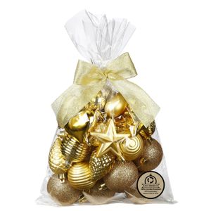 Kerstballen en ornamenten - 30x - kunststof - goud - in giftbag