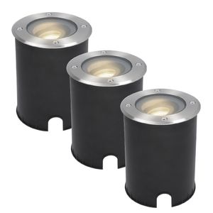 3x Lilly dimbare LED Grondspot - Kantelbaar - Overrijdbaar - Rond - RVS - 4000K - 5 Watt - IP67 waterdicht - 3 jaar garantie Grondspot buiten 230V